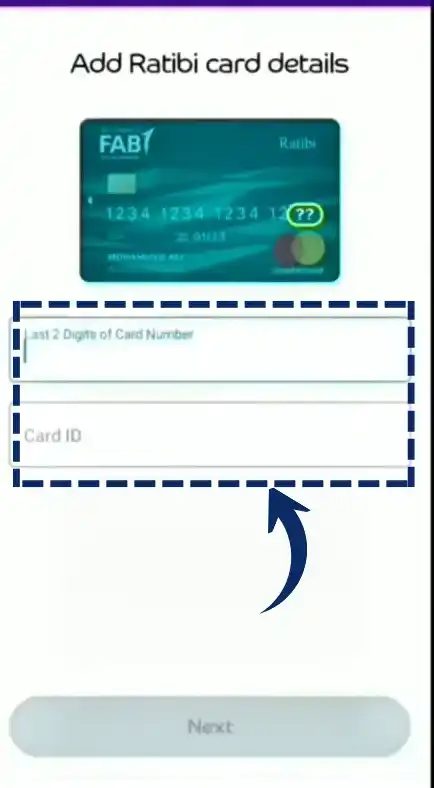 Enter your card details for fab balance check.