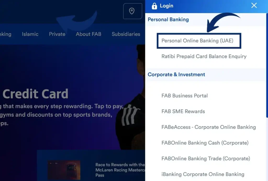 click on personal online banking