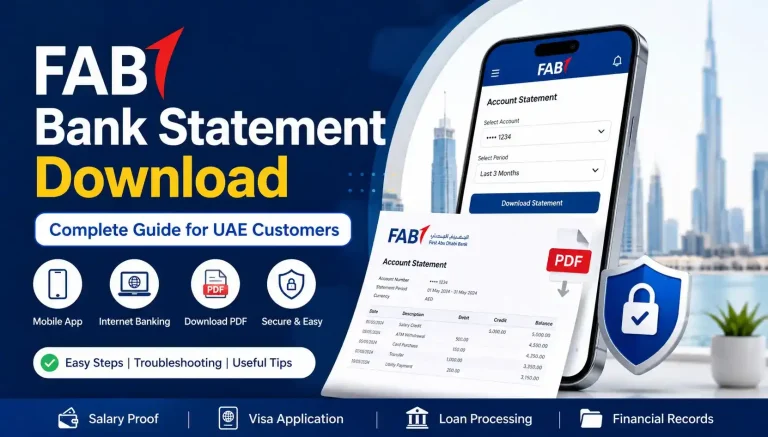 FAB bank statement download using mobile app and online banking in UAE with PDF statement guide and secure access options.